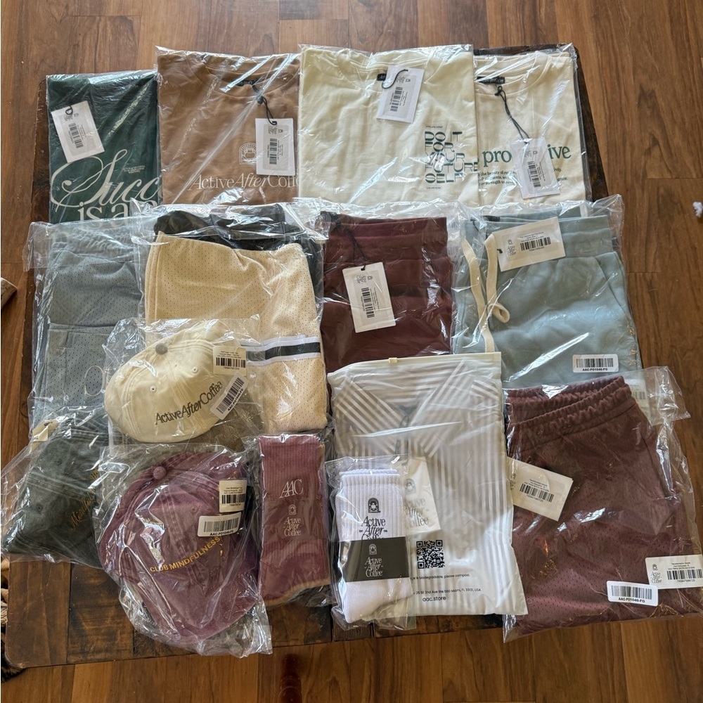 SET OF 15 “Active After Coffee” Miami Clothing Brand Reseller Bundle Various Siz